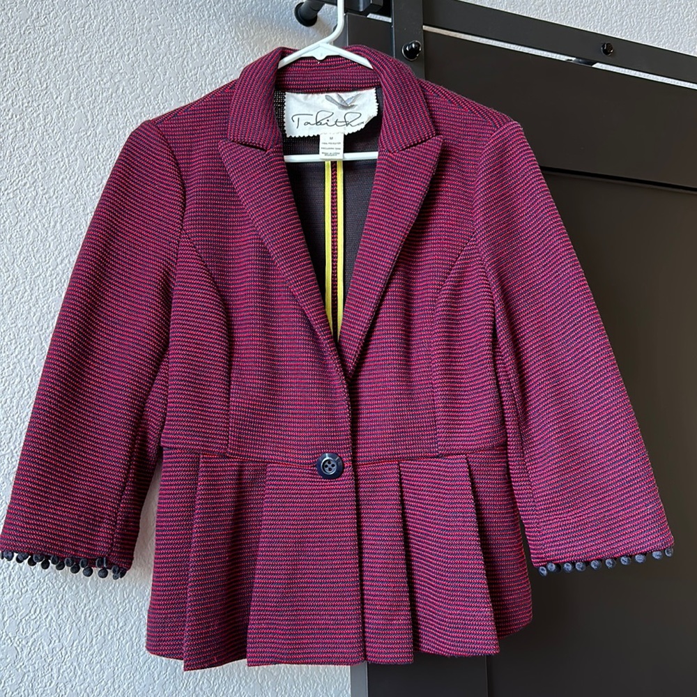 Tabitha - Red & Blue Peplum Casual or Dressy Jacket - SZ M